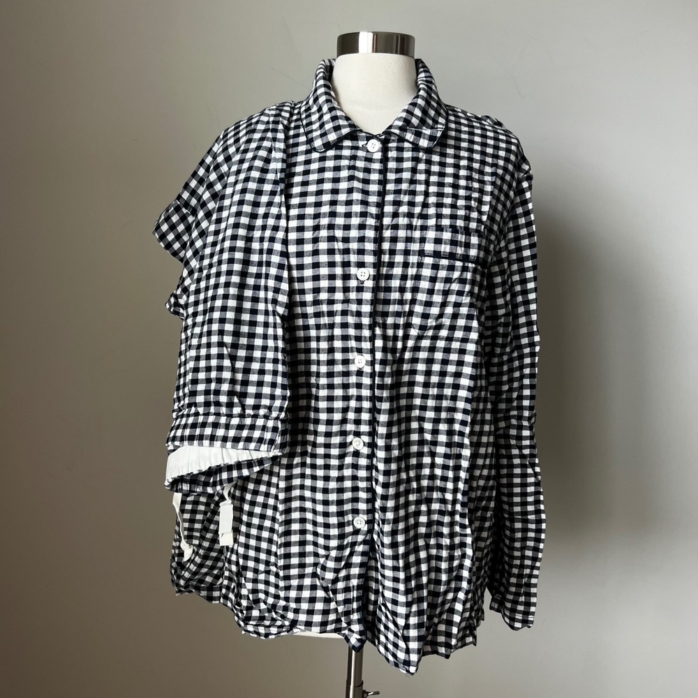 J.Crew Mens Gingham Pajama Set Black White Check Cotton XL 06759 HO13